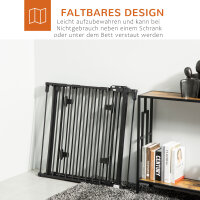Hunde Absperrgitter Türschutzgitter Haustierschutzgitter verstellbar klappbar Kamingitter mit automatische schließenden Tür 3 Paneele für Ofen Wandmontage/Freistehend Schwarz 202,5 x 76 cm