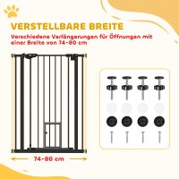 Hunde-Absperrgitter, doppelte Verriegelung, selbstschließende Tür, 104 cm hoch, Stahl, Schwarz