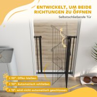 Hunde-Absperrgitter, doppelte Verriegelung, selbstschließende Tür, 104 cm hoch, Stahl, Schwarz