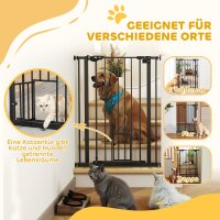 Hunde-Absperrgitter, doppelte Verriegelung, selbstschließende Tür, 104 cm hoch, Stahl, Schwarz