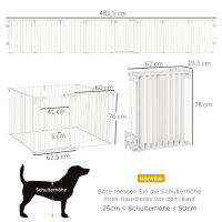 Welpenauslauf Freigehege für Hund Schutzgitter mit Tür Kaminschutzgitter flexible klappbar 8 Paneele je 60 x 76 cm Weiß