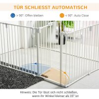 Welpenauslauf Freigehege für Hund Schutzgitter mit Tür Kaminschutzgitter flexible klappbar 8 Paneele je 60 x 76 cm Weiß