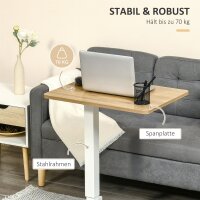 Stehpult Höhenverstellbar inkl. 4 Rollen C-Form 65 cm x 48 cm x 70-110 cm  Natur + Weiß