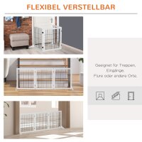 Absperrgitter für Hunde Schutzgitter Hundegitter mit Stützfüßen Treppengitter Hundeabsperrgitter Türschutzgitter für Kamin & Ofen, Kiefernholz Weiß 185 x 36 x 71 cm