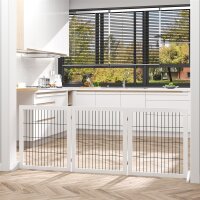 Absperrgitter für Hunde Schutzgitter Hundegitter mit Stützfüßen Treppengitter Hundeabsperrgitter Türschutzgitter für Kamin & Ofen, Kiefernholz Weiß 185 x 36 x 71 cm