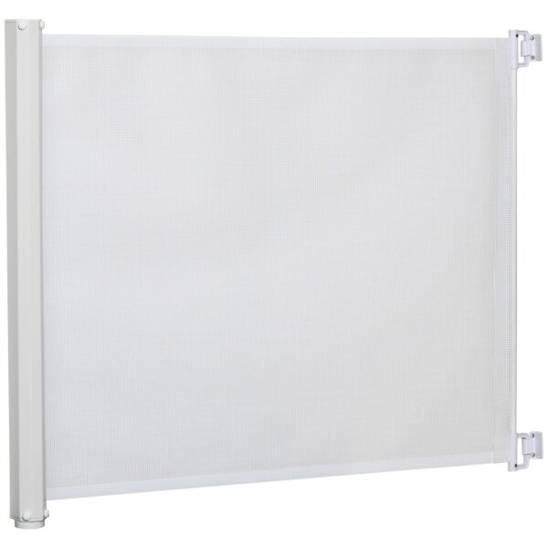Treppenschutzgitter 115 cm Hunde Türschutzgitter Treppenschutz Sicherheitstrennwand Trennwand Türschutz ausziehbar treppenschutzrollo Rollo Einrollbar kunststoff Weiß