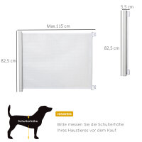 Treppenschutzgitter 115 cm Hunde Türschutzgitter Treppenschutz Sicherheitstrennwand Trennwand Türschutz ausziehbar treppenschutzrollo Rollo Einrollbar kunststoff Weiß