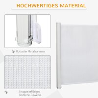 Treppenschutzgitter 115 cm Hunde Türschutzgitter Treppenschutz Sicherheitstrennwand Trennwand Türschutz ausziehbar treppenschutzrollo Rollo Einrollbar kunststoff Weiß