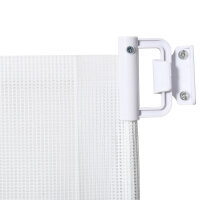 Treppenschutzgitter 115 cm Hunde Türschutzgitter Treppenschutz Sicherheitstrennwand Trennwand Türschutz ausziehbar treppenschutzrollo Rollo Einrollbar kunststoff Weiß