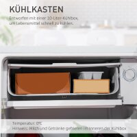 Mini-Kühlschrank, 91 Liter Kapazität, Gefrierfach, verstellbare Fächer, leiser Betrieb, kompakte Größe, Kunststoff, Stahl, Weiß