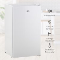 Mini-Kühlschrank, 91 Liter Kapazität, Gefrierfach, verstellbare Fächer, leiser Betrieb, kompakte Größe, Kunststoff, Stahl, Weiß