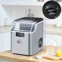 Eiswürfelmaschine Eiswürfelspender Ice-Maker 20kg/24h 2,3L Eiswürfelbereiter mit 3,2 L Wassertank, Silber