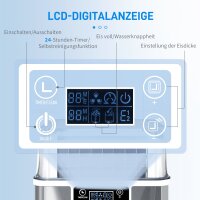 Eiswürfelmaschine Eiswürfelspender Ice-Maker 20kg/24h 2,3L Eiswürfelbereiter mit 3,2 L Wassertank, Silber