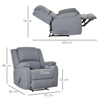 Relaxsessel Fernsehsessel mit Liegefunktion Liegesessel Sessel mit Verstellbarer Rückenlehne, Fußstütze TV-sessel mit Leinenoptik für Wohnzimmer Schlafzimmer, Hellgrau