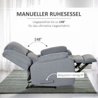 Relaxsessel Fernsehsessel mit Liegefunktion Liegesessel Sessel mit Verstellbarer Rückenlehne, Fußstütze TV-sessel mit Leinenoptik für Wohnzimmer Schlafzimmer, Hellgrau