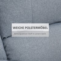 Relaxsessel Fernsehsessel mit Liegefunktion Liegesessel Sessel mit Verstellbarer Rückenlehne, Fußstütze TV-sessel mit Leinenoptik für Wohnzimmer Schlafzimmer, Hellgrau