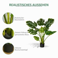 künstliche Pflanzen 110 cm künstlicher Monstera Kunstpflanzen im Topf Kunstbaum Zimmerpflanze Dekopflanze Büropflanze Kunststofftopf für drinnen und draußen