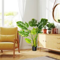 künstliche Pflanzen 110 cm künstlicher Monstera Kunstpflanzen im Topf Kunstbaum Zimmerpflanze Dekopflanze Büropflanze Kunststofftopf für drinnen und draußen