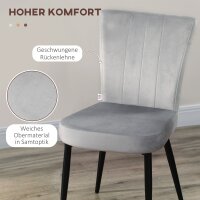 4er-Set Esszimmerstühle, Akzentstühle für Küchen und Esszimmer, Stuhlset, Velours-Optik, Hellgrau+ Schwarz
