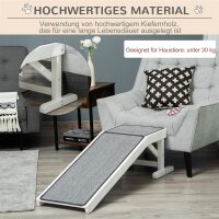 Haustierrampe mit rutschfestem Teppich 125 x 40 x 35,5cm Kiefernholz