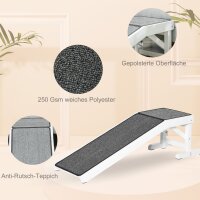 Haustierrampe mit rutschfestem Teppich 125 x 40 x 35,5cm Kiefernholz