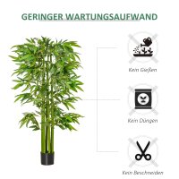 Künstlicher Bambus groß 160 cm Kunstpflanze, Kunstbambus, Plastik Künstliche Pflanzen im Topf, Fake Plant wie echt für Wohnzimmer Schlafzimmer Büro Garten Moderne Dekoration Geschenk