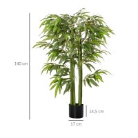 Künstliche Pflanze, Bambus aus Kunststoff im Topf, 780 Blätter, realistischer Look, kaum Pflegeaufwand, 140 cm, Grün