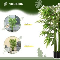 Künstliche Pflanze, Bambus aus Kunststoff im Topf, 780 Blätter, realistischer Look, kaum Pflegeaufwand, 140 cm, Grün