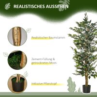 Künstlicher Ficus-baum groß 150 cm Kunstbaum, Kunstpflanze, Plastik Künstliche Pflanzen im Topf, Fake Plant wie echt für Wohnzimmer Schlafzimmer Büro Garten Moderne Dekoration Geschenk
