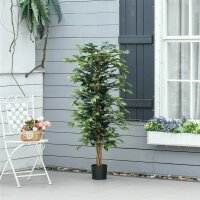 Künstlicher Ficus-baum groß 150 cm Kunstbaum, Kunstpflanze, Plastik Künstliche Pflanzen im Topf, Fake Plant wie echt für Wohnzimmer Schlafzimmer Büro Garten Moderne Dekoration Geschenk