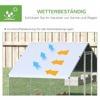 Hühnerstall, Freilaufgehege, Geflügelstall mit Schattendach, Freigehege für 4-6 Hühner, Enten Kaninchen, 3 x 2 x 2 m