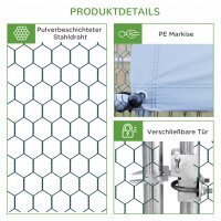Hühnerstall, Freilaufgehege, Geflügelstall mit Schattendach, Freigehege für 4-6 Hühner, Enten Kaninchen, 3 x 2 x 2 m