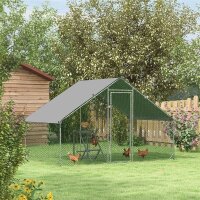 Hühnerstall, Freilaufgehege, Geflügelstall mit Schattendach, Freigehege für 4-6 Hühner, Enten Kaninchen, 3 x 2 x 2 m