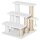 Katzentreppe 3-stufige Haustiertreppe mit Kratzsäulen Ball Hundetreppe Tiertreppe für Katzen bis 5 kg Plüsch Jute Weiß 45 x 40 x 48 cm