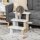 Katzentreppe 3-stufige Haustiertreppe mit Kratzsäulen Ball Hundetreppe Tiertreppe für Katzen bis 5 kg Plüsch Jute Weiß 45 x 40 x 48 cm
