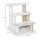 Katzentreppe 3-stufige Haustiertreppe mit Kratzsäulen Ball Hundetreppe Tiertreppe für Katzen bis 5 kg Plüsch Jute Weiß 45 x 40 x 48 cm