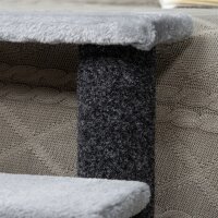Katzentreppe 4-stufige Haustiertreppe mit Kratzsäulen Ball Hundetreppe Tiertreppe für Katzen bis 5 kg Plüsch Jute Grau 60 x 40 x 64 cm
