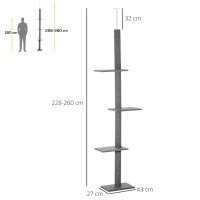 Kratzbaum deckenhoch Höhe 228-260 cm Katzenbaum mit Plattformen mehrstöckiger Katzenkratzbaum Kletterbaum für kleine & große Katzen, Grau