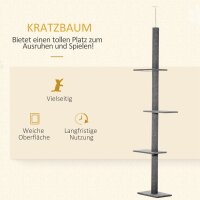 Kratzbaum deckenhoch Höhe 228-260 cm Katzenbaum mit Plattformen mehrstöckiger Katzenkratzbaum Kletterbaum für kleine & große Katzen, Grau