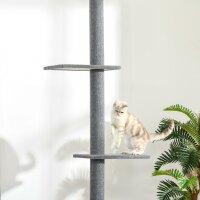 Kratzbaum deckenhoch Höhe 228-260 cm Katzenbaum mit Plattformen mehrstöckiger Katzenkratzbaum Kletterbaum für kleine & große Katzen, Grau