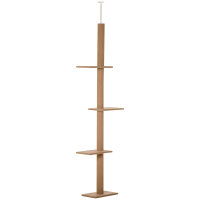 Kratzbaum Deckenhoch, 228-260 cm Höhenverstellbarer Katzenbaum Kletterbaum für Katzen mit 3 Ebenen, Katzenkratzbaum, Spielbaum vom Boden bis zur Decke Hellbraun