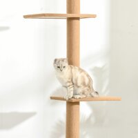 Kratzbaum Deckenhoch, 228-260 cm Höhenverstellbarer Katzenbaum Kletterbaum für Katzen mit 3 Ebenen, Katzenkratzbaum, Spielbaum vom Boden bis zur Decke Hellbraun