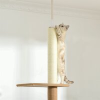 Kratzbaum Deckenhoch, 228-260 cm Höhenverstellbarer Katzenbaum Kletterbaum für Katzen mit 3 Ebenen, Katzenkratzbaum, Spielbaum vom Boden bis zur Decke Khaki