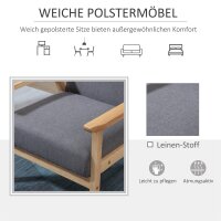 Sessel im Skandi-Design, Akzentsessel, Massivholz, Leinenoptik, 64 cm x 70 cm x 72 cm, Grau + Natur