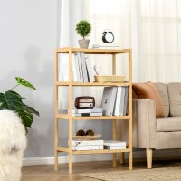 Standregal Bücherregal 4-stufiges Bambusregal Büroregal Lagerregal Aktenregal Küchenregal für Bad Küche Wohnzimmer Schlafzimmer Bambus Natur 62 x 33 x 112 cm