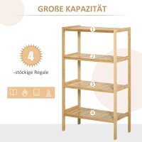 Standregal Bücherregal 4-stufiges Bambusregal Büroregal Lagerregal Aktenregal Küchenregal für Bad Küche Wohnzimmer Schlafzimmer Bambus Natur 62 x 33 x 112 cm