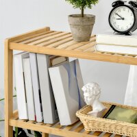 Standregal Bücherregal 4-stufiges Bambusregal Büroregal Lagerregal Aktenregal Küchenregal für Bad Küche Wohnzimmer Schlafzimmer Bambus Natur 62 x 33 x 112 cm
