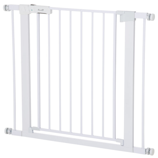 Türgitter, Montage ohne Bohren, verstellbare Breite 75-96 cm, einhändiges Öffnen, Metall, Weiß, Auto-Close Baby Schutzgitter