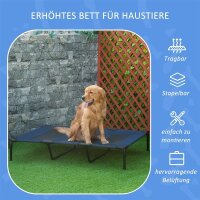 Hundebett, faltbar, Outdoor-Hundebett, erhöhter Stand, 122 cm x 92 cm x 23 cm, Blau + Schwarz