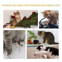 Kratzbaum 91 cm Katzenturm mit Sisalstämme, Plattform, Kissen mehrstöckiger Katzenkratzbaum, Kletterbaum, für mittelgroße Katzen, Hellblau